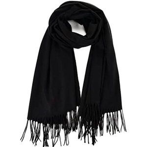 NEW WOMEN'S Scarf Classic Tassels Soft - Black